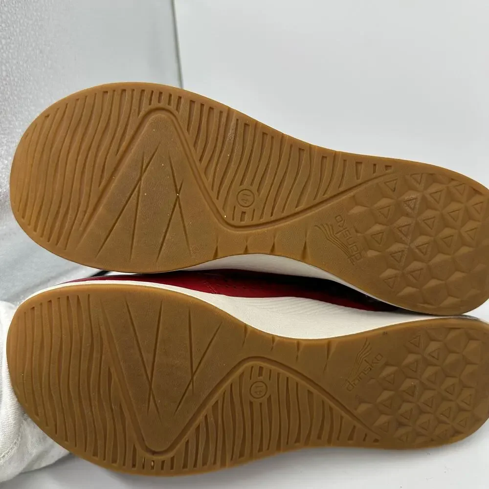 Dansko Charlie Red Leather Low Cut Fashion Sneaker Womens Size EU41 US 10